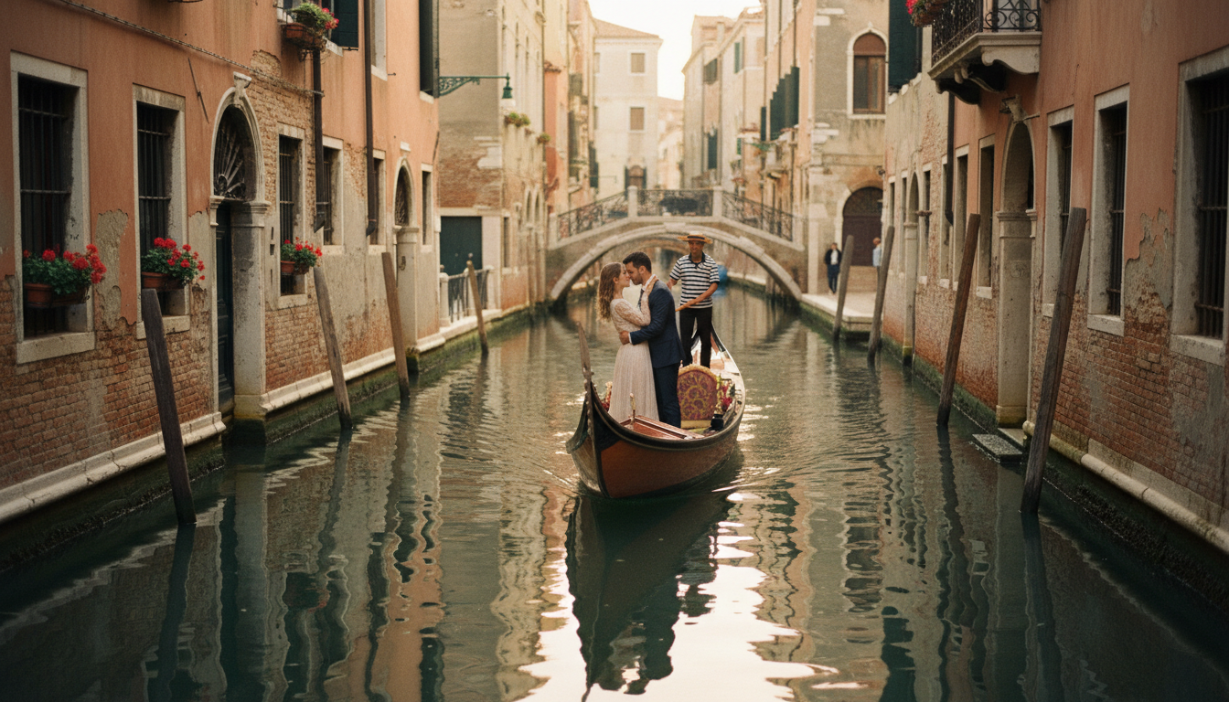Private gondola on a quiet Venice canal