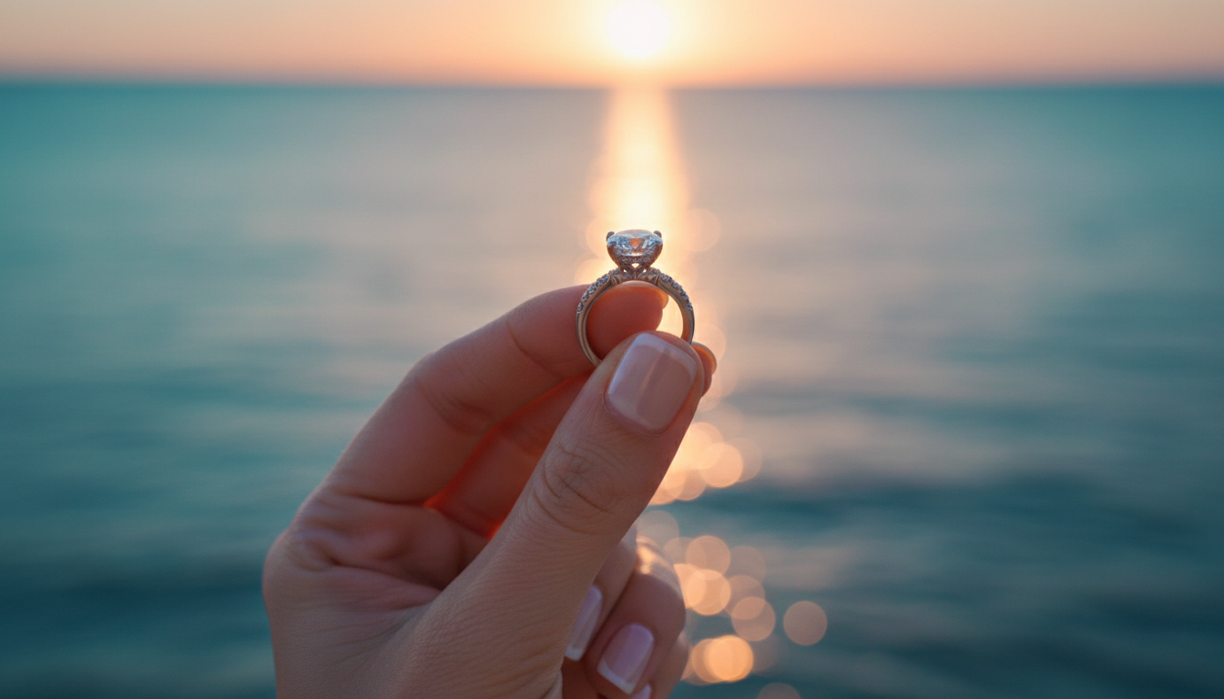 Engagement ring on an Italian beach